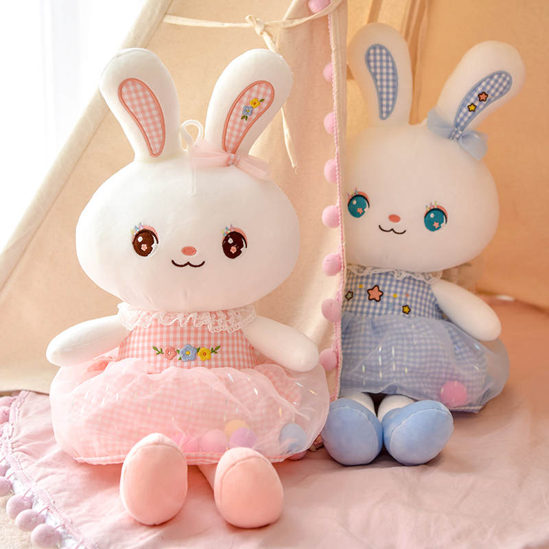 可爱兔子毛绒玩具小白兔抱睡公仔安抚大布娃娃女孩睡觉抱枕礼物女|ru