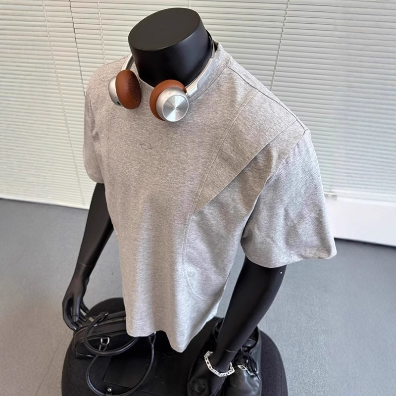 Heavyweight 260g American High Street Loose Basic Solid Color Versatile Short Sleeve T-Shirt for Men Trendy Brand