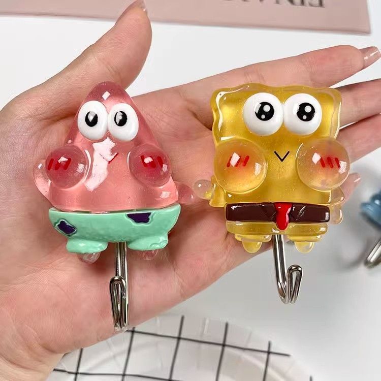 Spongebob Creative DIY Strong Adhesive Wall Hooks for Kitchen, No-Trace, No-Drill Bathroom Sticky Hooks Spongebob Creative DIY Strong Adhesive Wall Hooks for Kitchen, No-Trace, No-Drill Bathroom Sticky Hooks