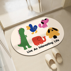 Cartoon bathroom anti-slip mat toilet door mat soft diatomaceous earth home cute bathroom door mat absorbent foot mat