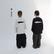 男童秋装刺绣小鱼洋气长袖T恤2025新款儿童打底衫百搭上衣童装潮