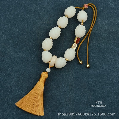 Interior Decoration Buxus Small Buddha Car hanging - good-luck-single-tassel-yellow