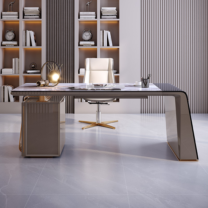 Light Luxury Modern Style Slate Desk Bedroom Home Study High-End Internet Celebrity Italian Computer Desk Office Desk and Chair Combination