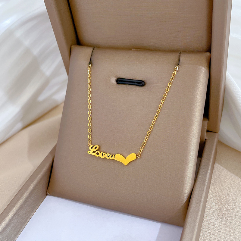 Fashion Letter Titanium Steel Gold Plated Necklace display picture 6