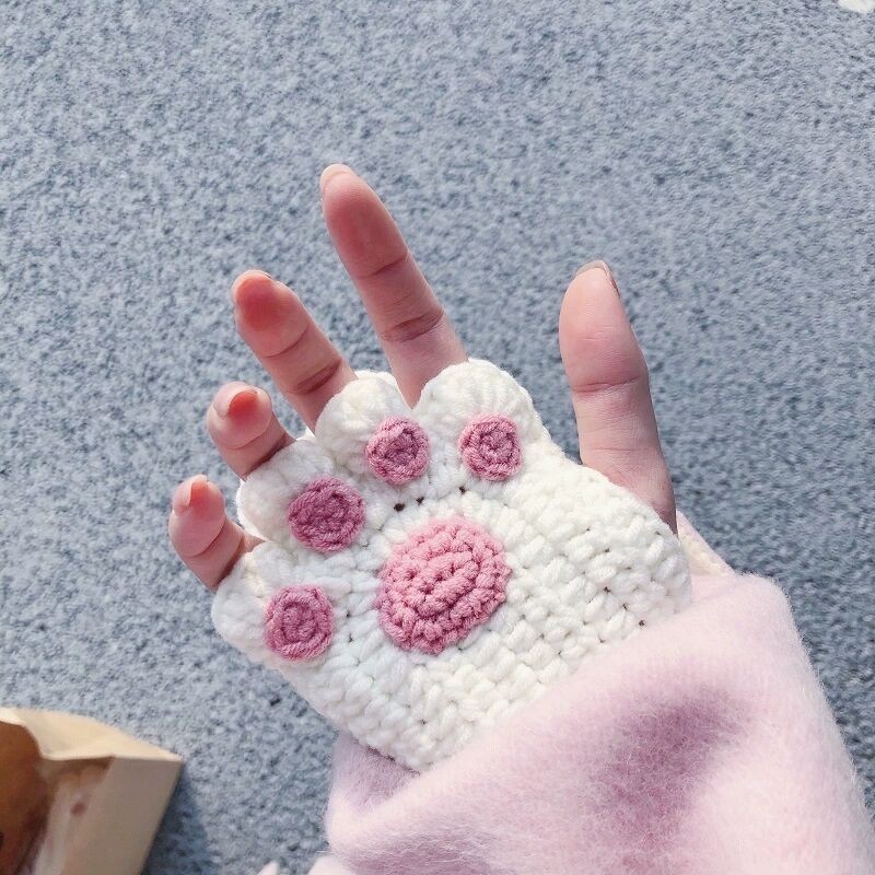 猫爪手套diy编织材料包毛线送男女情侣礼物钩针品牛奶棉纱线