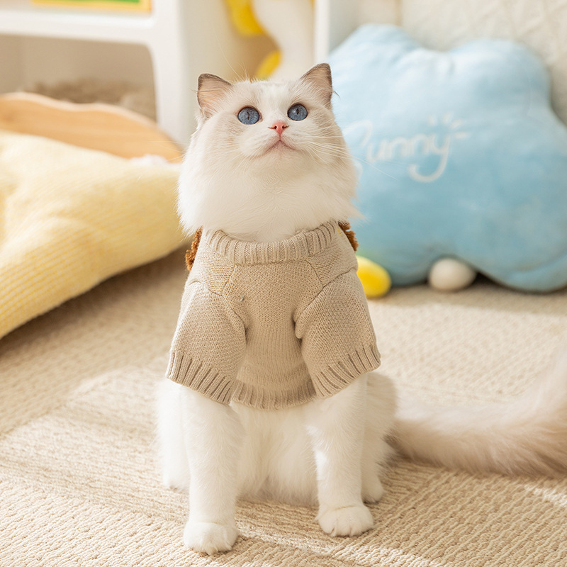 Gato otoño invierno grueso gato sin pelo cálido lindo suéter león pequeño perro pequeño y mediano perro mascota ropa de gato