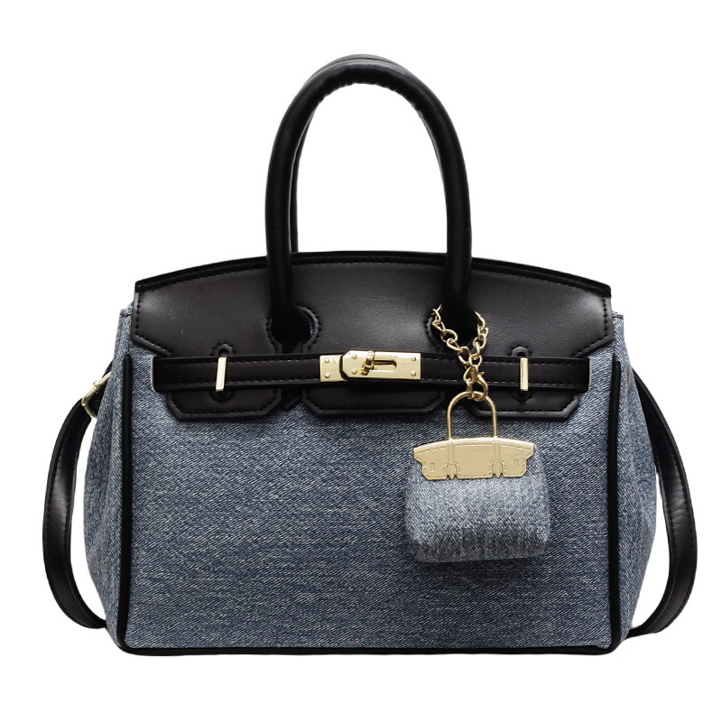Bolso Kelly de alta gama para mujer, novedad 2026, de mezclilla con patchwork retro, para llevar al hombro o cruzado, ideal para el día a día.