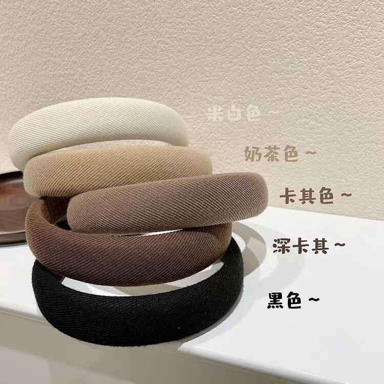 メイラードヘアフープ、女性用、高級感のあるヘッドバンド、万能ヘアプレスヘッドバンド、韓国風レトロ秋冬スポンジヘアバンドル|undefined