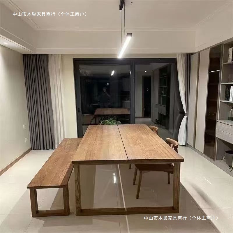 莫比恩家用餐桌白蜡木实木饭桌简约高端客厅轻奢长条书桌|undefined