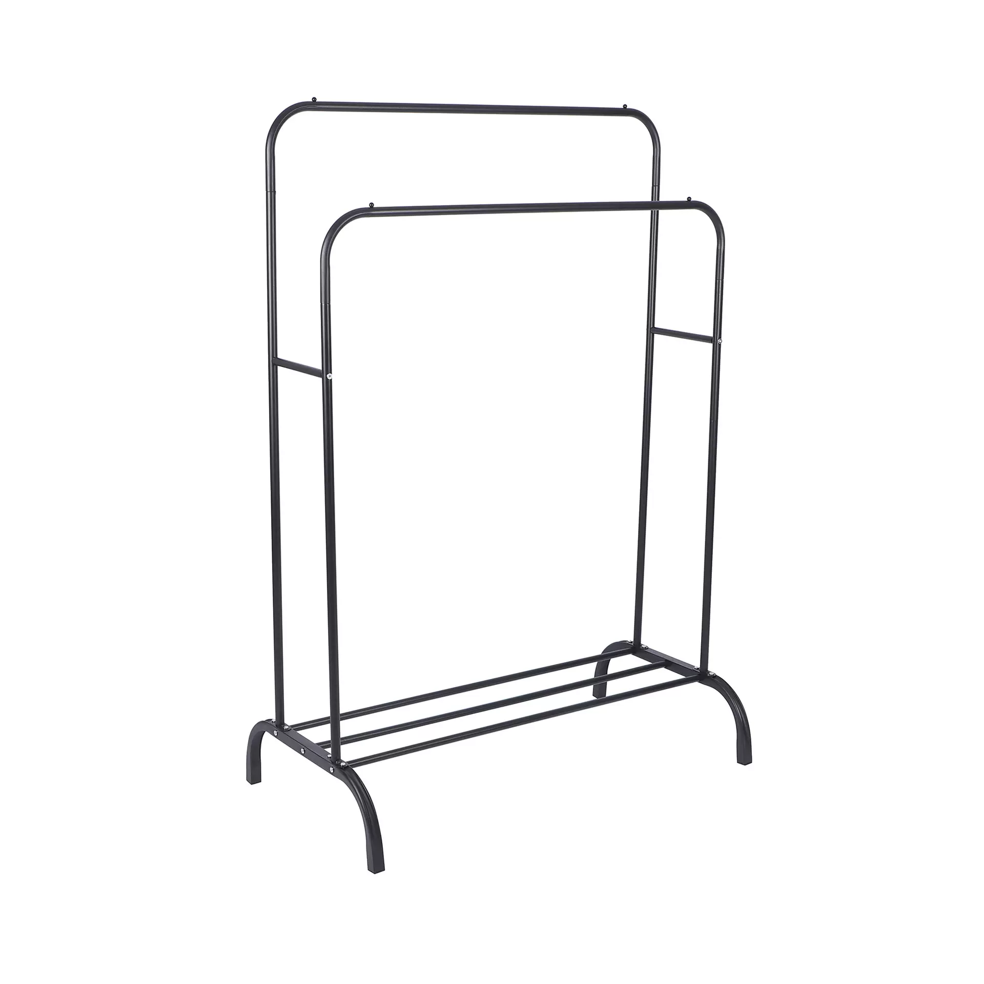 简易衣帽架高低双杆式晾衣架室内房间落地挂衣架子多功能置物鞋架