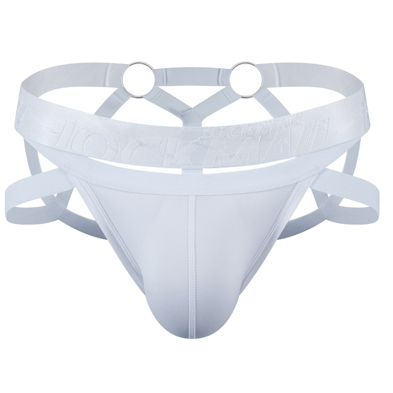 Ropa interior de los nuevos hombres hip lifting sexy Tanga transparente seda de hielo vinculante transparente sexy anillo de acero vendaje hueco tentación