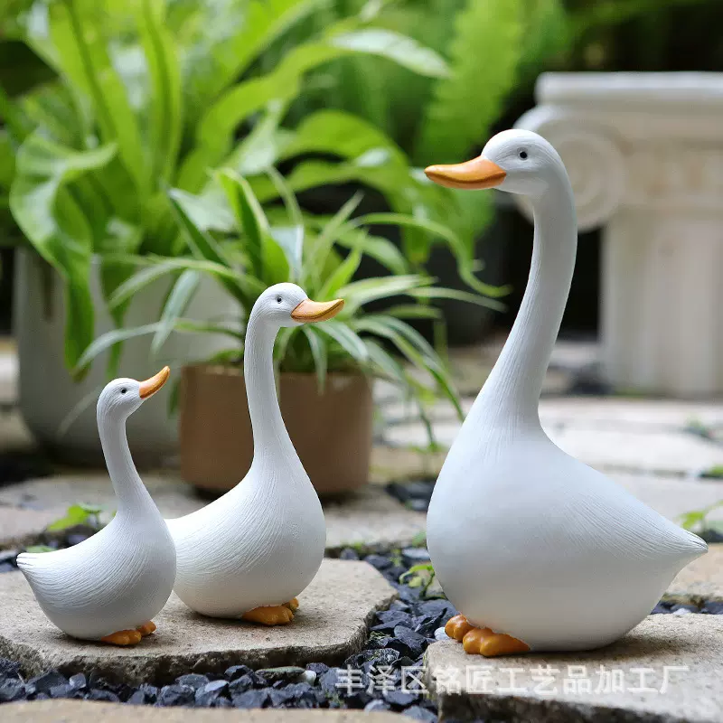 跨境户外创意家居卡通鸭子树脂工艺品摆件花园庭院鱼池景观装饰品