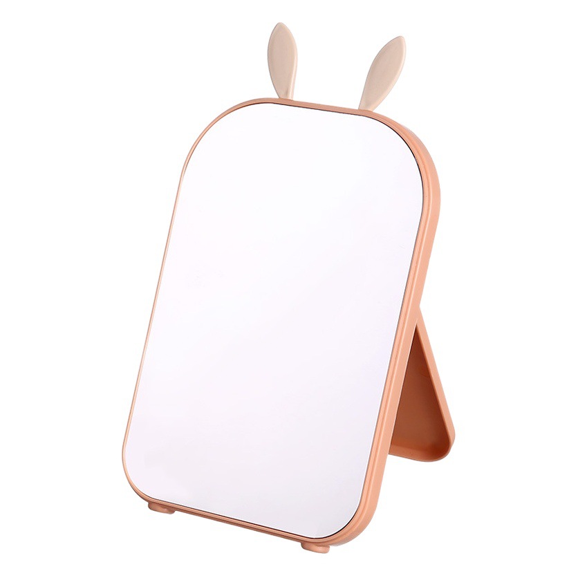 Espejo de maquillaje de escritorio espejo de vestir oreja de conejo espejo de princesa de escritorio plegable portátil espejo rectangular espejo de moda simple