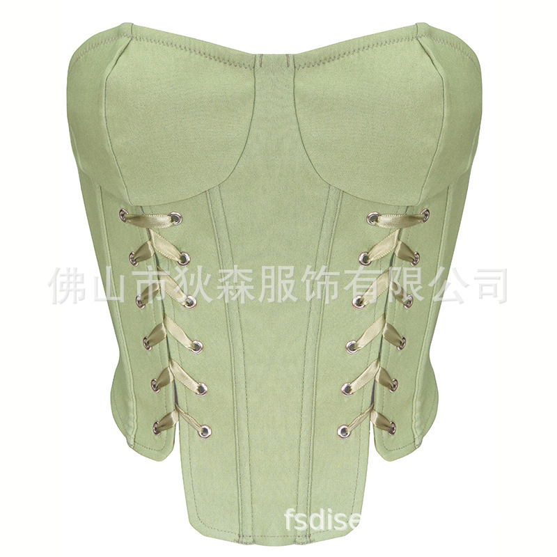 Primavera nueva corsé de correas laterales de cuerno de algodón acetato