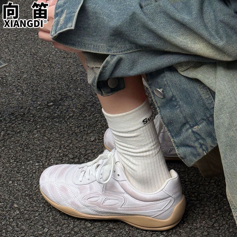 牛皮版复古德训鞋女款2025秋季新款软底阿甘鞋子休闲运动鞋赛车鞋|undefined