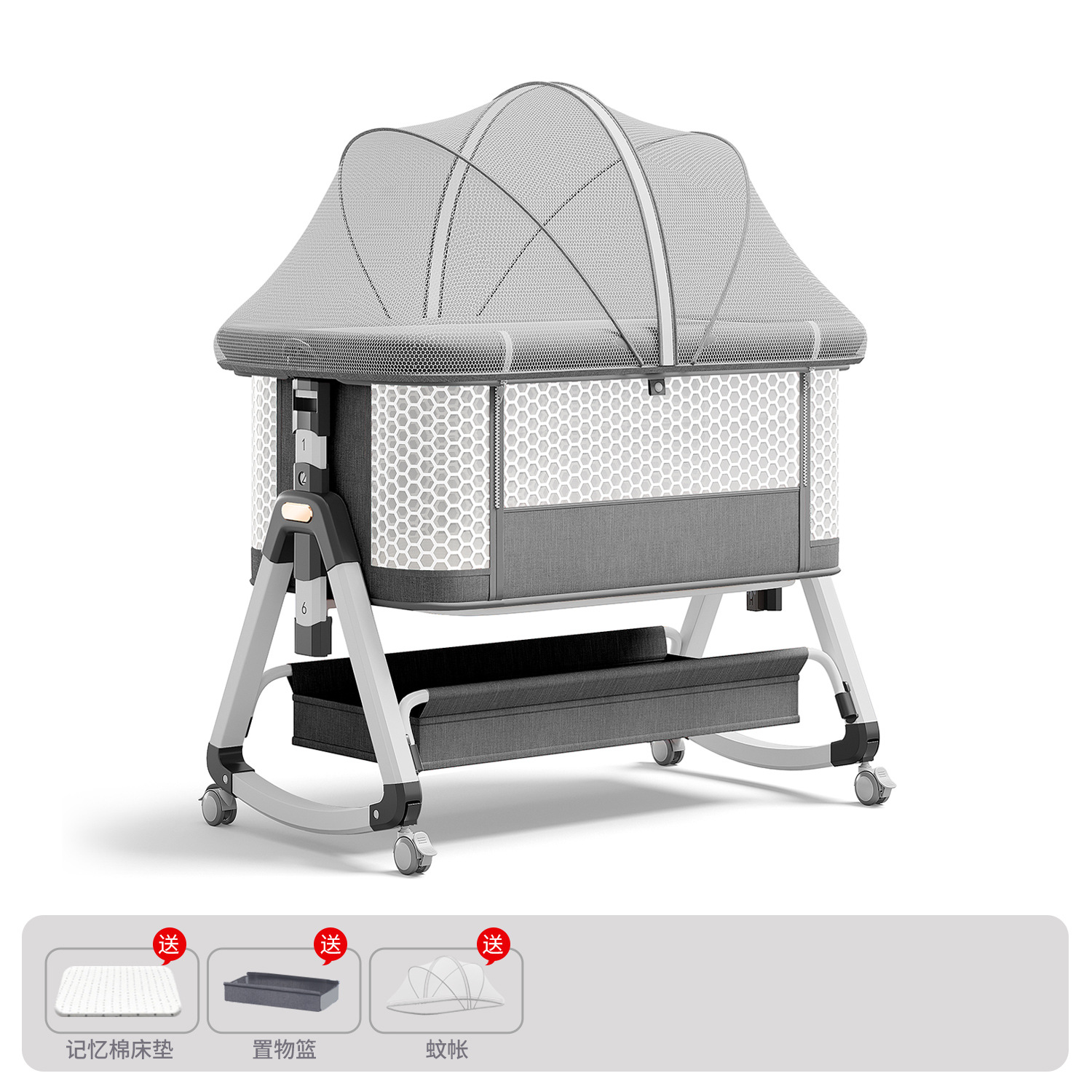 Cama para bebés, campana móvil, cuna, cama plegable portátil multifuncional, cama BB para recién nacidos, cama de empalme grande