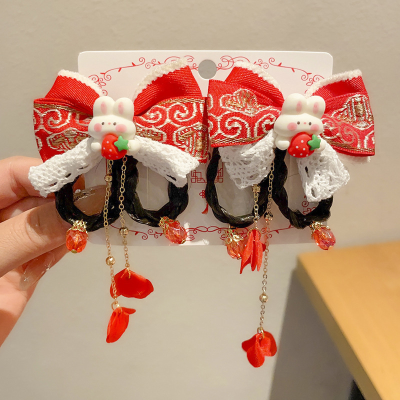Horquillas Tradicionales Chinas para Niñas de Aleación y Terciopelo para Año Nuevo Chino