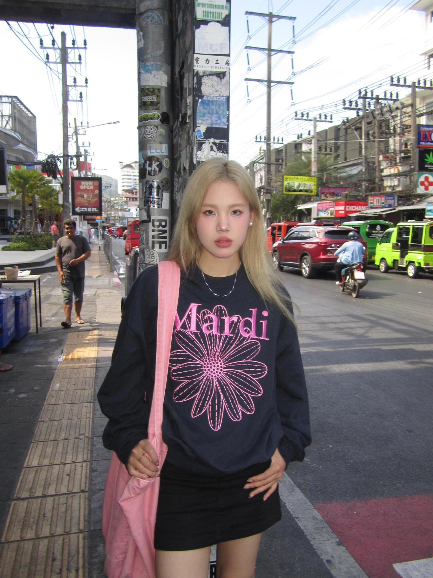 スポット韓国トレンドブランドマルディスウェットシャツレディースデイジー24新作プリントラウンドネックトップスドロップシッピング