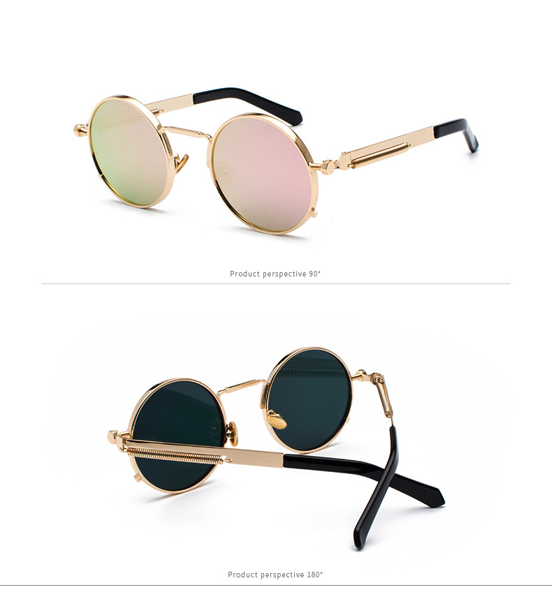 35g Weight Full Frame Glasses Structure Sunglasses Classification Ac, UV400 Protection Lens Material Round Frame Glasses Style Party, Street Occasion Solid Color Pattern All Seasons Season Men's Gender Punk, Streetwear Style Punk Streetwear Solid Color Ac UV400 Protection Round Frame Full Frame Women's Sunglasses 13