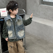 男童马甲春秋款2025新款洋气儿童牛仔背心帅气宝宝秋季马夹外套潮