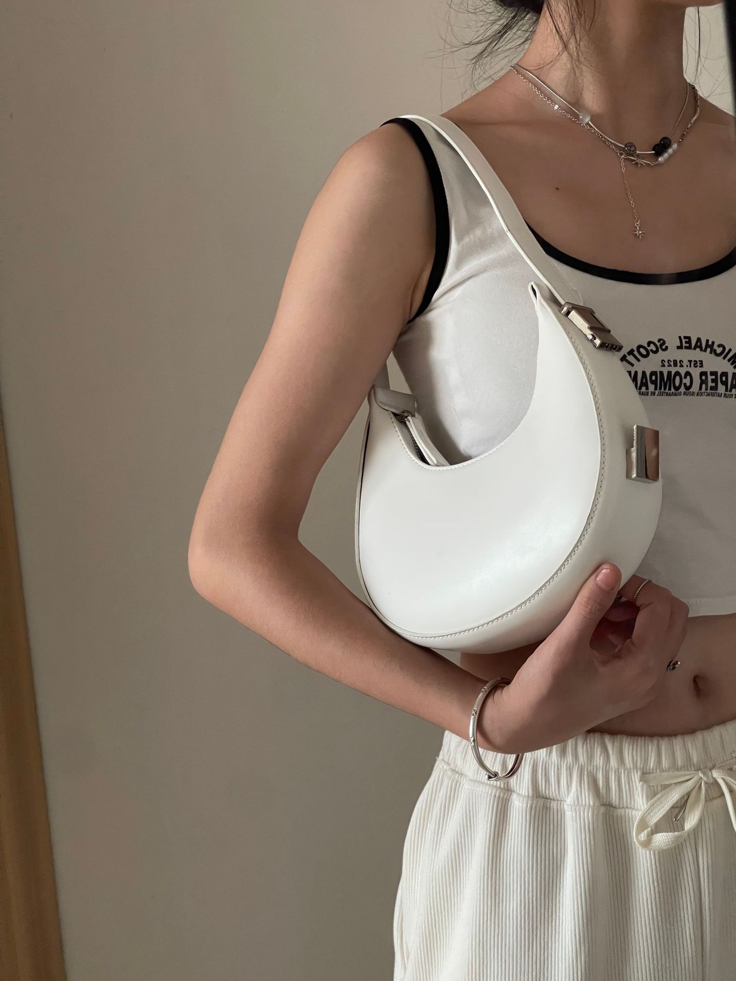 Nuova borsa da donna piccola e alla moda, versatile, con fibbia a chiusura, a forma di mezzaluna, piccola e casual borsa a spalla singola_voghion.com