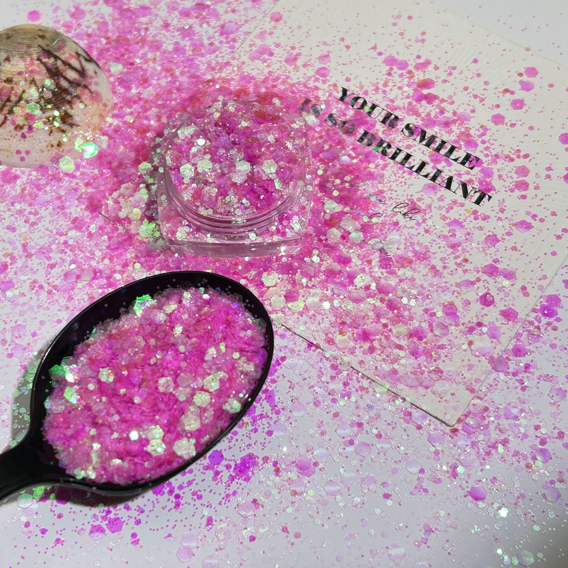 Golden Iridescent Polarized Semi-Transparent Sparkling Nail Art Glitter Transparent DIY Handmade Resin Decoration Nail Stickers