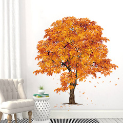 新款AD7012秋天大樹落葉牆貼畫臥室客廳家居牆面裝飾貼紙防水防潮