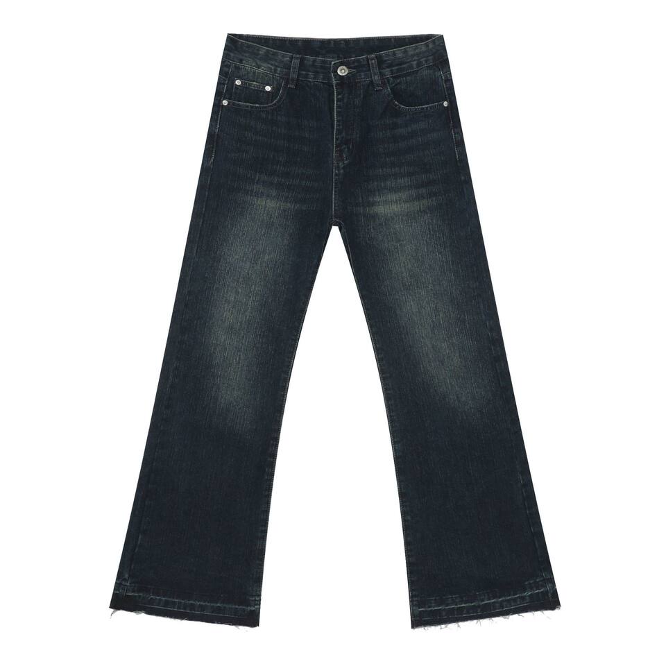 Quần jean nam ống loe nhẹ kiểu Mỹ, quần dài denim thoải mái — màu xanh