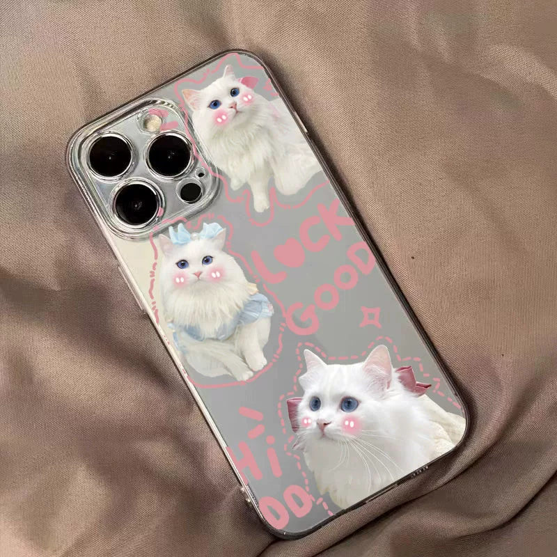 Милая смешная кошечка, подходит для iPhone 16 Pro Max, новый 12 Pro, девушка, 13 прозрачный, 14 Pro/11