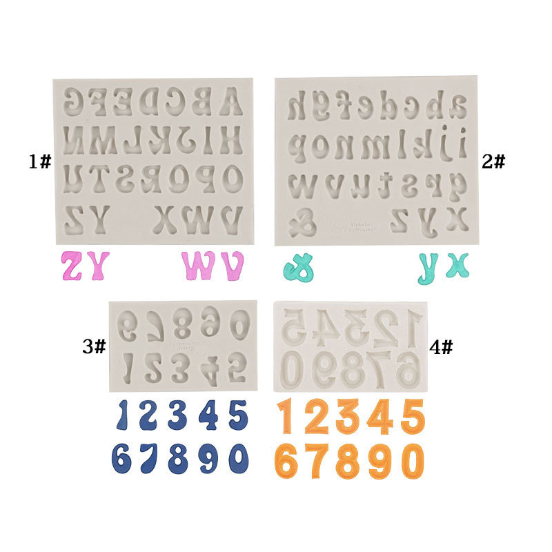 Inglés carta fondant silicona molde decoración digital pastel de chocolate accesorios epoxi