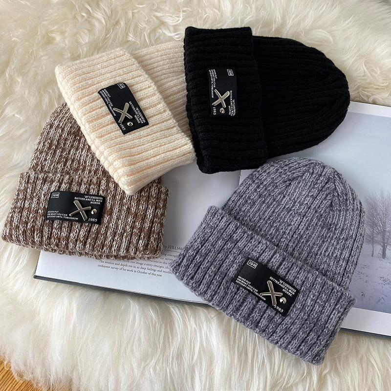 Sombrero de lana japonés, mujer, otoño y invierno, sombrero de protección de orejas caliente, sombrero frío, moda de punto, sombrero de moda para hombres