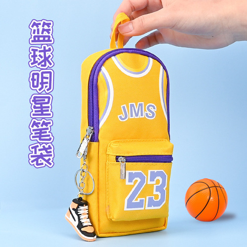 大容量球星书包笔袋高颜值男生中小学生个性铅笔袋双层帆布文具袋