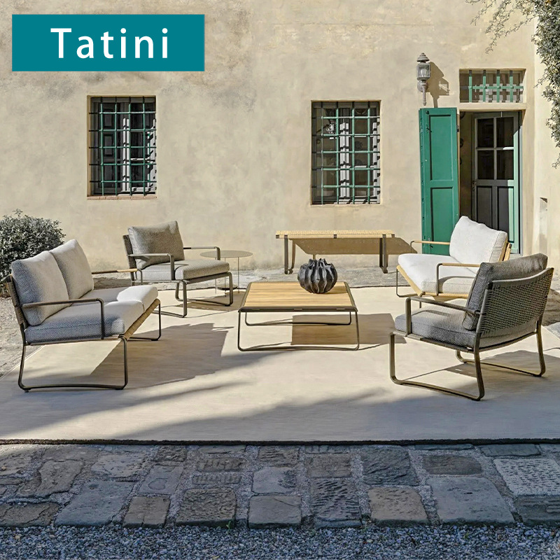Cuerda trenzada al aire libre sofá patio individual doble silla terraza balcón luz villa de lujo B & B muebles al aire libre combinación
