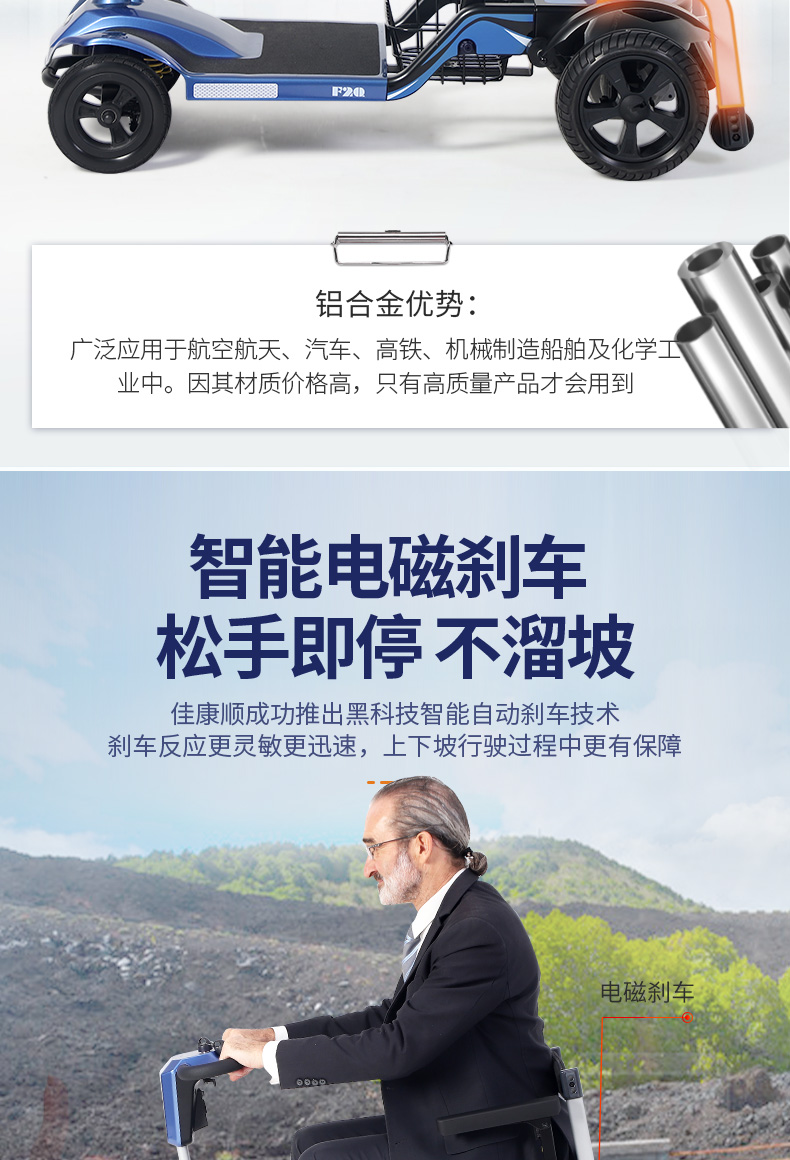 Jiankangshun Elderly Sedder Lightweight Folding Elderly Car Four-wheel Electric Vehicle Intelligent Moped Travel on the Plane