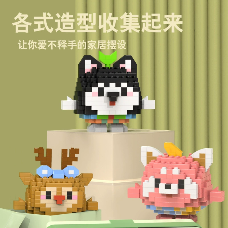 Micro‑block cartoon doll constructor (Lego style), strawberry & mini bears, blind box, micro pieces