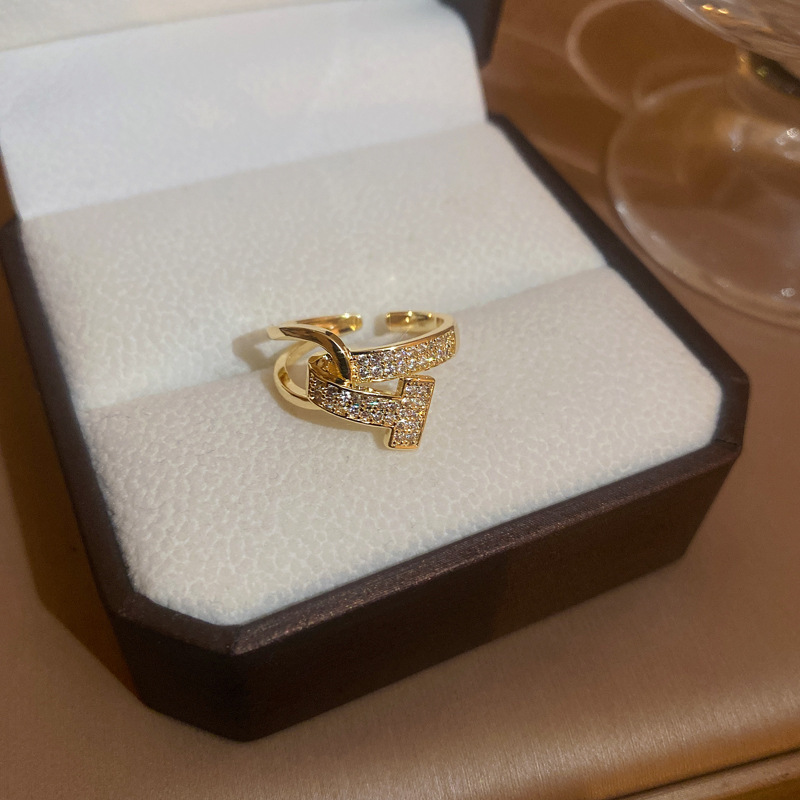 中古vintage锆石开口戒指小众高级感食指戒复古气质轻奢手饰批发|undefined