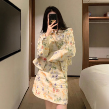 网红韩版甜美牛仔裙套装时尚春秋装女新款洋气纯欲风小个子裙子