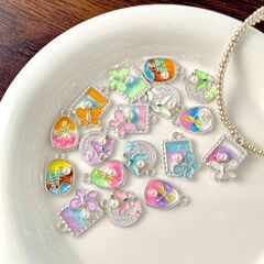 ハイエンドのレトロなフランスのモネの庭の油絵花蝶ペンダント diy ネックレスブレスレット耳ジュエリーアクセサリー