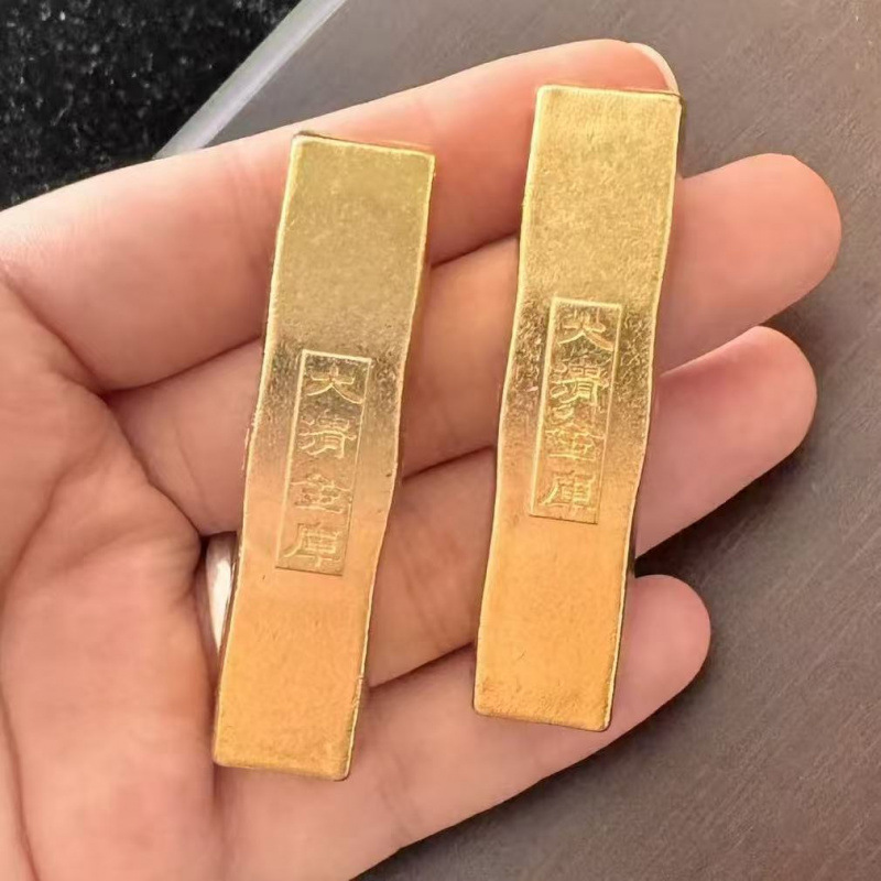 Adornos de lingotes de oro sólidos antiguos aleación Daqing bóveda Imperial BRICS antigüedades adornos de lingotes de oro simulados a mano