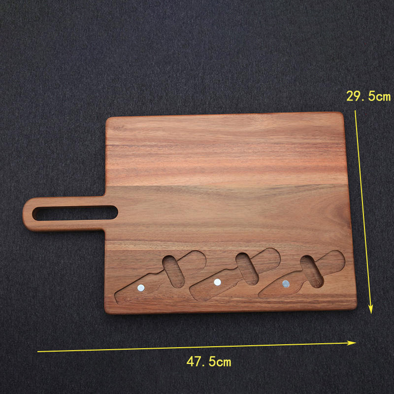 Junta de corte de madera con cuchillo y tenedor Junta de corte de verduras con mango creativo Junta de escritorio de fiesta casera snack desayuno bandeja de madera