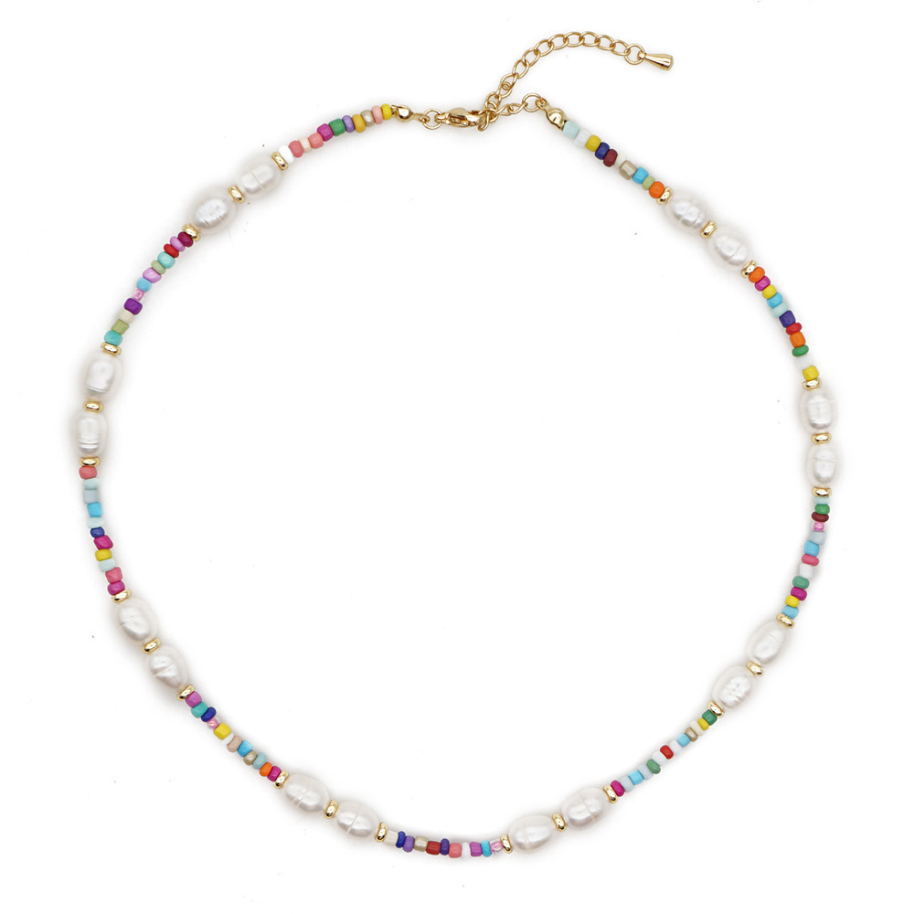 Retro Multicolor Natural Freshwater Pearl Beaded Necklace 1 Piece display picture 4