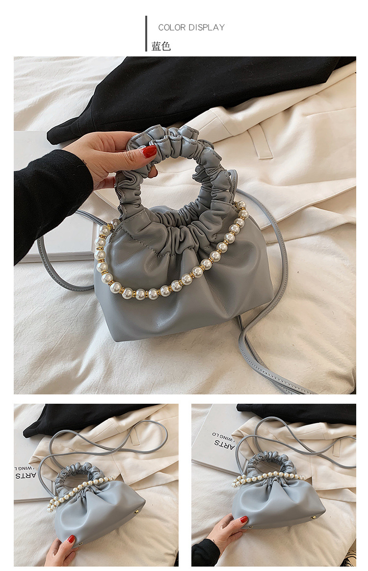 Wholesale Solid Color Pearl Cloud Bucket Fold Bag Nihaojewelry display picture 14