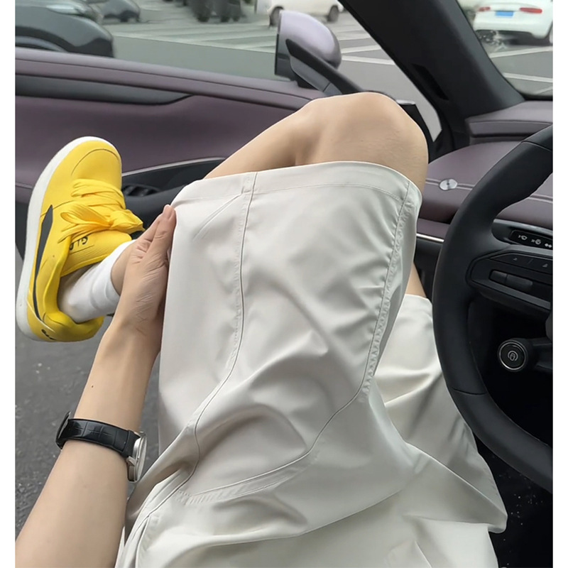 美式速干运动短裤男夏季薄款篮球冰丝裤子跑步健身斜切休闲五分裤