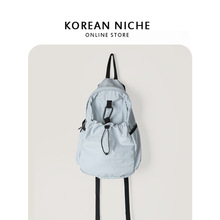 韩国东大门设计ins原宿风大口袋尼龙布撞色双肩背包轻质双肩包