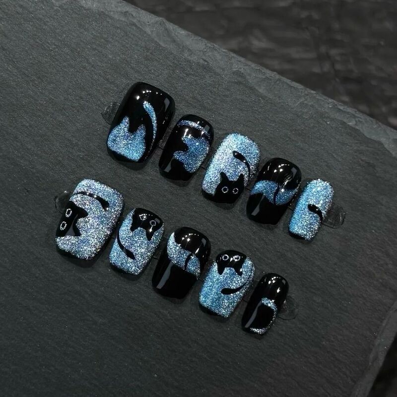 Short square cat-eye press-on nails, niche design, personalized and high-end, 2026 new popular nail art patches, direct wholesale from the factory Short square cat-eye press-on nails, niche design, personalized and high-end, 2026 new popular nail art patches, direct wholesale from the factory