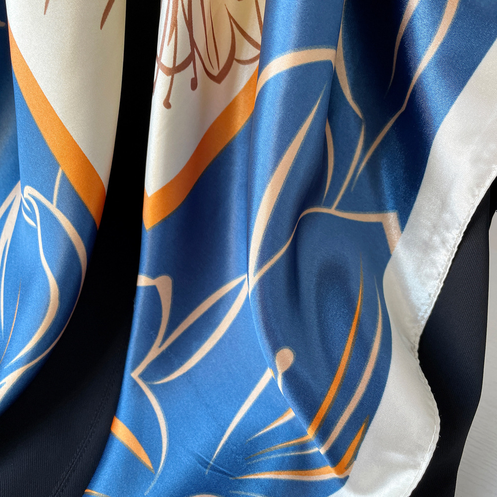 Women's Large Square Silk Scarf Satin Hijab Headscarf Elegant_voghion.com