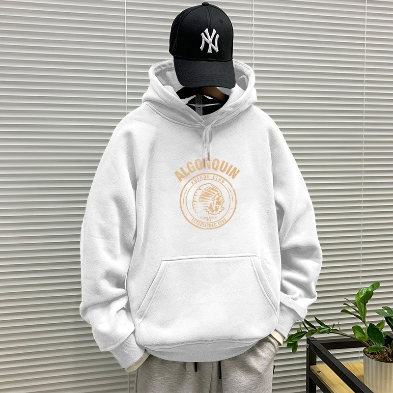 Primavera y otoño pesado suéter con capucha de los hombres marca moda invierno Top HOODIE más terciopelo abrigo americano pareja pullover