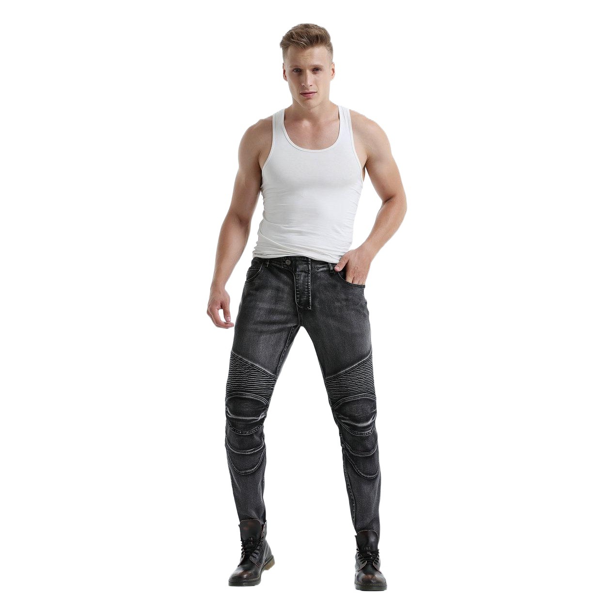 Al por mayor transfronteriza de la motocicleta pantalones vaqueros de los hombres Harley motocicleta retro casual ciclismo pantalones carreras resistente a la caída lavado de plata
