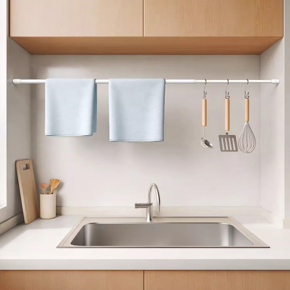 Varilla telescópica sin perforación, barra de cortina de ducha, barra de cortina, instalación gratuita, barra de ropa, cortina de puerta, puntal de armario, comercio exterior al por mayor