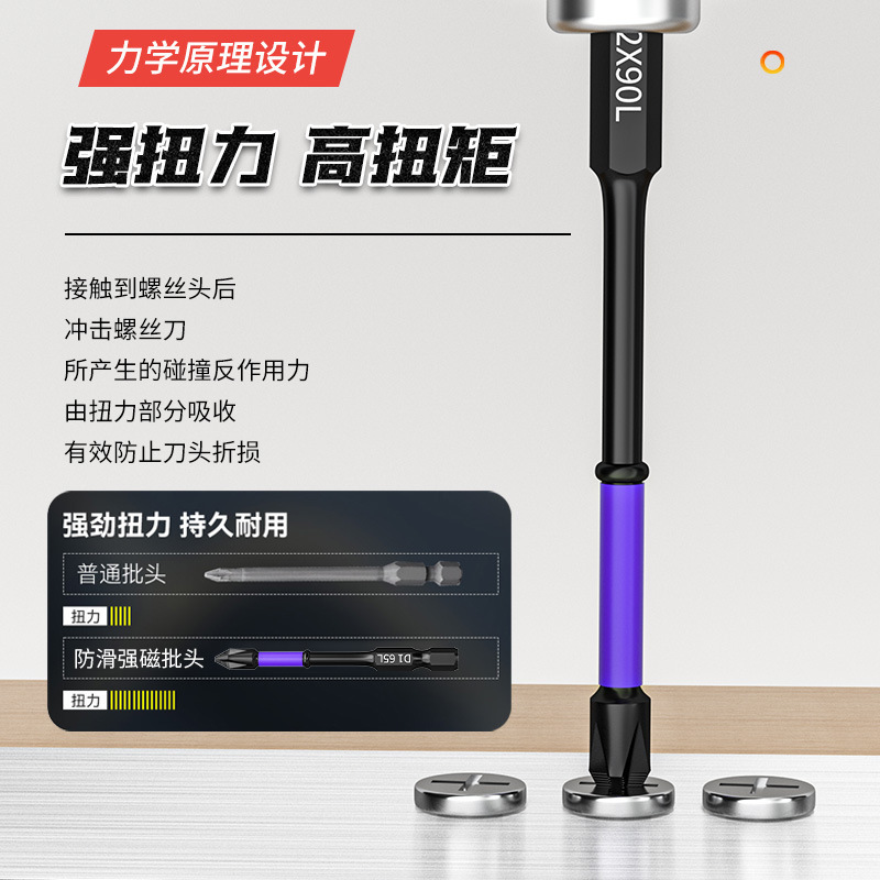 D1 滑り止め耐衝撃ビットクロスドライバーヘッド磁気電気ドリル強力な磁気風ビット高硬度ビット滑り止め歯|undefined